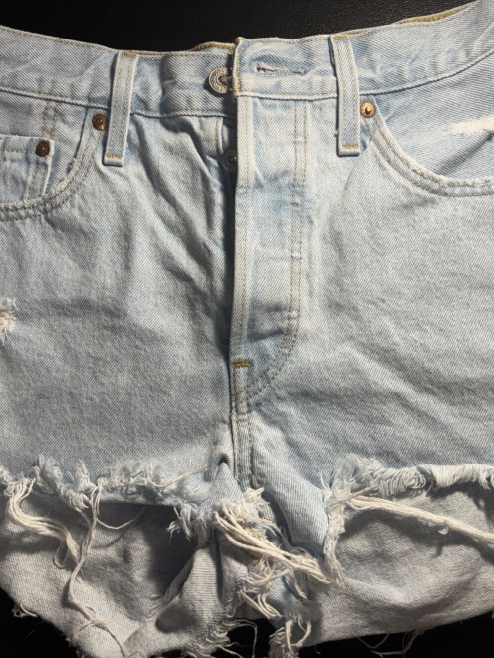 Genuine Levi 501 Cutoff Womens Jeans Shorts Sz 28 Frayed Light Blue